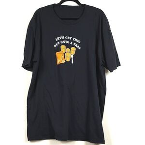 Crew Neck Short Sleeve T-Shirt "Let's Get This Out Onto A Tray" in Black